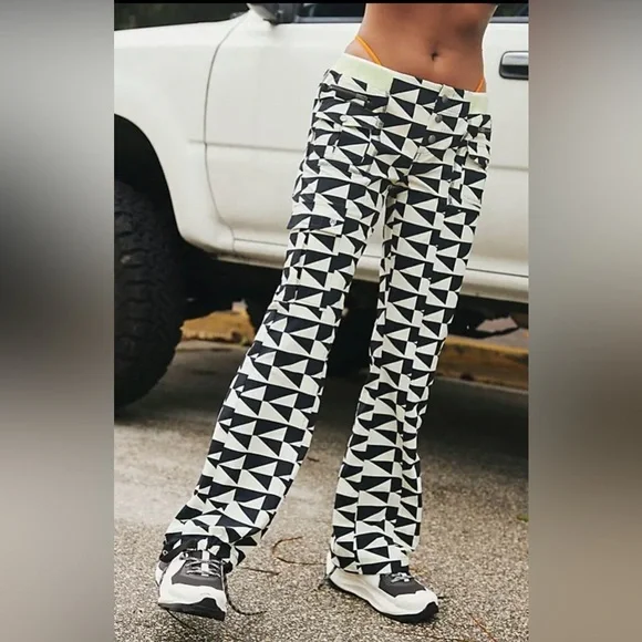 Free People Movement M Cascade Printed Flare Pants in Off the Grid Combo - Picture 4 of 6